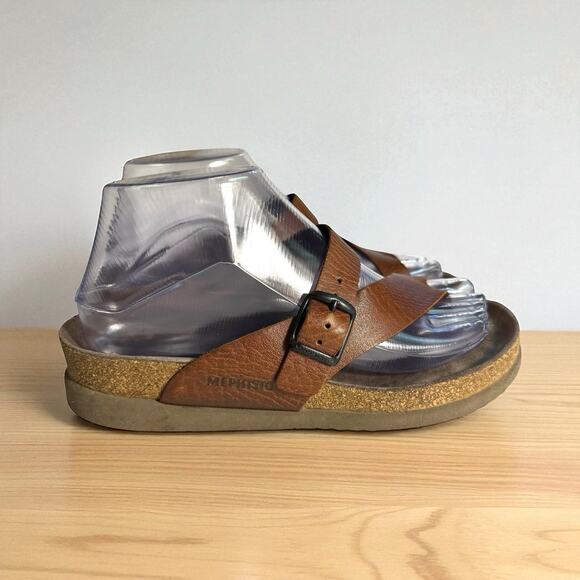 MEPHISTO Helen Womens Toe Loop Sandals US 7 Euro 37 Desert Tan Brown Leather - Picture 1 of 13